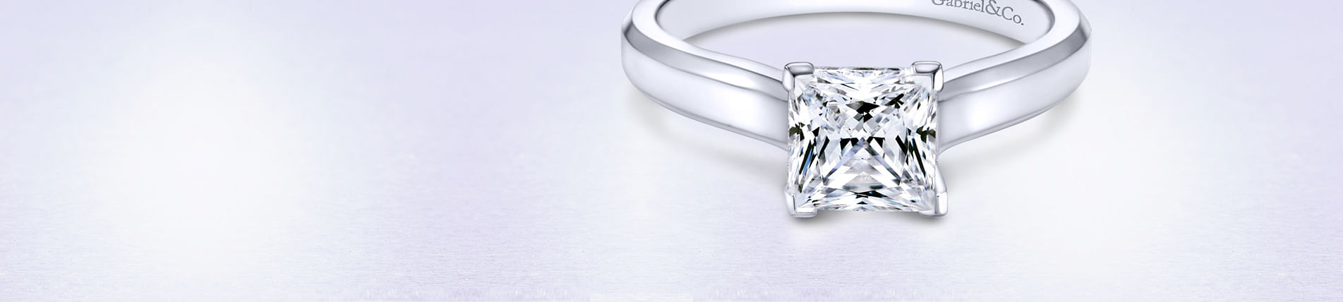 14K White Gold Princess Cut Diamond Engagement Ring angle 